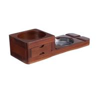 IWOWHERO Whiskey and Cigar Tray Glass Cigar Tabletop Wooden Tray for Cup Ashtray for Men Light Brown