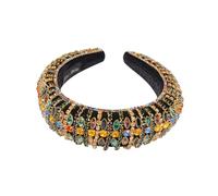 IWOWHERO Wide Rhinestone Corduroy Headband for Women Vintage Wide Rim Hairband with Sparkle Jewelled Design Fashion Hair Accessory for Parties Engagements Daily Wear Style