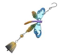 IWOWHERO Wind Chimes with Fine Design Blue Dragonfly Hanging Pendant Made of Iron and Glass Garden Ornament for Shop Embellishment or Hanging the Door