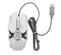 IWOWHERO Wired Computer Gaming Mouse with USB Interface and Skin-like Layer, Classic Plastic Design in Silver, for Playing Computer Games on Laptop or Desktop