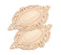 IWOWHERO Wooden Decal Furniture Decal Oval Floral Design Natural Solid Wood 2pcs Traditional Home Decor for Wall Mirror