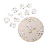 IWOWHERO Wooden Monthly Discs with White Daisy Design Lightweight Photo Props for Birth Announcement and Growth Commemoration Suitable for Boys and Portable Decorative Marker