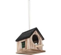 IWOWHERO Wooden Outdoor Bird Breeding House 16x16x18.5cm Black with Perch Stand, Weatherproof Nesting Box for Parakeets, Budgies, Lovebirds, and Small Parrot Species