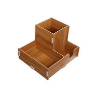 IWOWHERO Wooden Paper Cup Dispenser with Straw Storage Box Multi Functional Cup Organizer for Bar and Milk Tea Shop Stylish Desktop Holder Cherry Wood Finish