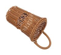 IWOWHERO Woven Rustic Utensil Holder Basket 9.5x5x3.6in Small Brown Wall Hanging Storage Rack for Forks Spoons Chopsticks Kitchen Cutlery Organizer
