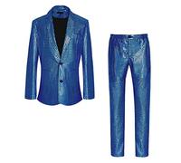 IWQBQ Men's 70s Outfit Disco Suit Shiny Party Outfit Sequin Costume, Z2706bu, XL