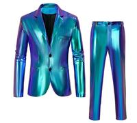 IWQBQ Men's 70s Outfit Disco Suit Shiny Party Outfit Sequin Costume, Z2706lbu, XL