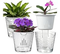 IWTTWY 3 Pack 18cm Self Watering Plant Pots Indoor, Plastic Orchid Pots