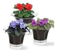 IWTTWY 3 Pack Self Watering Plant Pots, 16.5cm Orchid Pots, Plastic Plant Pots with Drainage Maintains, Indoor Flower Planter Seed Nursery Pots for Peace Lily, Orchid, Snake Plant (Clear)