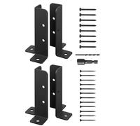 IWTTWY 4 Pcs Heavy Duty Steel Bolt Down Fence Post Support, Adjustable Fence Repair Stakes with Screws, Metal Fence Brackets for Repair Tilted/Broken Wood Fence Post, Easy to Install & Double Firm