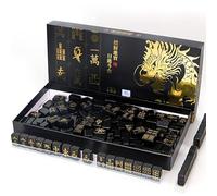IWUTEFET [Portable Mahjong] Travel Pack 144pcs of Black Golden Mahjong,Includes 2 Dice / 4 Mahjong Fixing Slots,as Halloween Mahjong, Full Size for On-The-Go Fun & Table Games