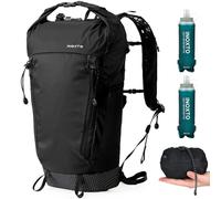 IX INOXTO Hiking Backpack 15L/22L Ultra Lightweight Packable Travel Backpack Small Waterproof Foldable Outdoor Day Pack with Two 500ML soft flasks for Men Women (Black)