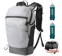 IX INOXTO Hiking Backpack 15L/22L Ultra Lightweight Packable Travel Backpack Small Waterproof Foldable Outdoor Day Pack with Two 500ML Soft flasks for Men Women (Grey)