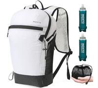 IX INOXTO Hiking Backpack 15L/22L Ultra Lightweight Packable Travel Backpack Small Waterproof Foldable Outdoor Day Pack with Two 500ML soft flasks for Men Women (White)