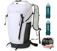 IX INOXTO Hiking Backpack 15L/22L Ultra Lightweight Packable Travel Backpack Small Waterproof Foldable Outdoor Day Pack with Two 500ML soft flasks for Men Women (White)