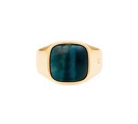 IX Studios Cushion Signet Hawks Eye Ring Goldplated Silver DMN0282GDHE54 - Unisex - Quartz - 925 Sterling Silver Gold 54