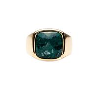 IX Studios Cushion Signet Marble Ring Goldplated Silver DMN0282GDGRMA58 - Unisex - Quartz - 925 Sterling Silver Gold/Green 58