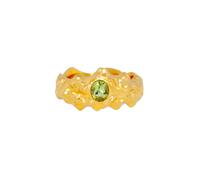 IX Studios Nora Green Ring Goldplated Silver DMN0342GRGD-56 (ring) - Unisex - 925 Sterling Silver Gold/Green 56