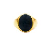 IX Studios Oval Signet Hawks Eye Ring Goldplated Silver DMN0337GDHE50 - Unisex - 925 Sterling Silver Black/Gold 50