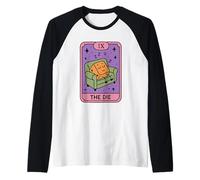 IX The Die Tarot Card Dice Illustration Raglan Baseball Tee