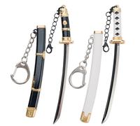ixampoun 2ps Mini Toy Katana Keychain, Metal Model Sword with Pull Out Best Gift for Anime Lovers Samurai Sword Game Series, Colours 2, 4.72