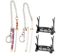 ixampoun Ancient Sword Weapon Keychain, Metal Mini Katana Design, Mini Toy Katana Keychain 2-Piece Set+ knife holders (Famous Sword 3)