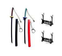 ixampoun Mini Samurai Sword Keychain, 2-Piece Metal Letter Opener Set with Display Stand, Decorative Gift, Black2, Mini