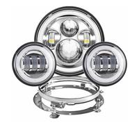 Ixaundd Motorcycle Headlamp Motorbike Spotlights 7 Inch Moto LED Headlight With 4-1/2" 4.5inch LED Auxiliary Fog Passing Light Lamp For Touring For Electra For Glide(Chrome Set DRL)