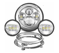 Ixaundd Motorcycle Headlamp Motorbike Spotlights 7 Inch Moto LED Headlight With 4-1/2" 4.5inch LED Auxiliary Fog Passing Light Lamp For Touring For Electra For Glide(Chrome Set NO DRL)