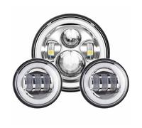 Ixaundd Motorcycle Headlamp Motorbike Spotlights 7 Inch Moto LED Headlight With 4-1/2" 4.5inch LED Auxiliary Fog Passing Light Lamp For Touring For Electra For Glide(Chrome Lamp DRL)
