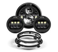 Ixaundd Motorcycle Headlamp Motorbike Spotlights 7 Inch Moto LED Headlight With 4-1/2" 4.5inch LED Auxiliary Fog Passing Light Lamp For Touring For Electra For Glide(Black Set NO DRL)
