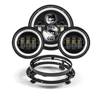 Ixaundd Motorcycle Headlamp Motorbike Spotlights 7 Inch Moto LED Headlight With 4-1/2" 4.5inch LED Auxiliary Fog Passing Light Lamp For Touring For Electra For Glide(Black Set DRL)