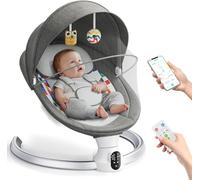 Ixdregan Electric Baby Bouncer,Baby Swing with Bluetooth and Mobile App Control,5 Swing Speed, 10 Lullabies, 5-Point Harness,Portable Newborn Bouncer from Birth for 0 Months(Grey)