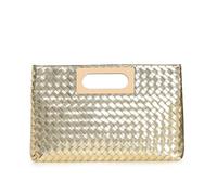 IXEBELLA Dressy PU Leather Small Handbag, Fashion Women Party Clutch Purse, Formal Bag for Wedding, Prom, Cocktail, Light Gold-woven, S