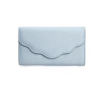IXEBELLA Evening Bag for Women Formal Faux Suede Clutch with Scalloped Wave Flap, Light Blue, S
