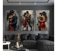 IXEHOH 3pcs/Set Tango Dance Canvas Wall Art Set,Modern Contemporary Artwork,Romantic Couple Dancing Painting For Living Room Bedroom 50x75cm(20x30in) x3 No frame