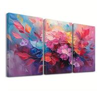 IXEHOH Abstract Floral Large Wall Art Canvas Prints 3 Panel Colorful Flowers Paintings Wall Decor for Living Room Modern Aesthetic Pictures Wall Decor for Bedroom Artwork 50x75cmx3