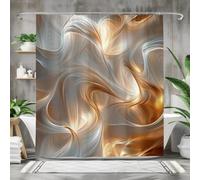 IXEHOH Abstract Gold and Silver Shower Curtain,Waterproof Fabric Bath Curtain, Modern Bathroom Decor,with 12 Plastic Hooks 150x150cm/59x59in(WxH)