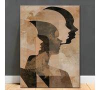 IXEHOH Abstract Profile Silhouette Canvas Prints, Large Modern Abstract Canvas Wall Art for Living Room, Minimalist Human Faces Wall Decor, Neutral Tone Artistic Portrait Wall Hanging 50x70