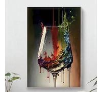 IXEHOH Abstract Wine Glass Canvas Art Print,Large Artwork For Walls Kitchen, Modern Wine Lover Contemporary Pictures Wall Decor 40x60cm(16x24in) No frame