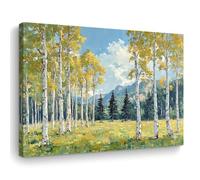 IXEHOH Birch Forest Landscape Canvas Wall Art, Impressionist Aspen Tree Painting, Aesthetic Wall Art for Living Room, Large Modern Nature Landscape Prints, Horizontal Wall Decor 70x100