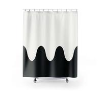 IXEHOH Black And White Wavy Color Block Shower Curtain Bathroom Decor Minimalist Hotel with 12 Plastic Hooks, Machine Washable 200x220cm/79x87in(WxH)