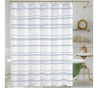 IXEHOH Blue and Grey Shower Curtain for Bathroom, Light Blue White Dark Gray Gradient Bohemian Pattern Fabric Shower Curtains Set 70x140cm/27x55in(WxH)