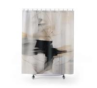 IXEHOH Boho Shower Curtain | Neutral Modern Abstract Art,Black Grey, Beige Ombre Bath Curtain,Polyester Fabric Shower Curtain 150x150cm/59x59in(WxH)