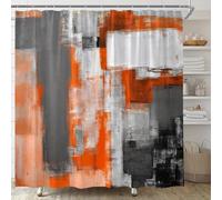 IXEHOH Burnt Orange Gray Shower Curtain Orange Abstract Brushstrokes Painting Art Modern Boho Farmhouse Fabric Bathroom Decor(220x180cm/87x71in(WxH)