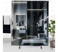 IXEHOH Classic Black and White Masculine Shower Curtains,Contemporary Luxury Bathroom Curtain,Polyester Fabric Machine Washable 150x150cm/59x59in(WxH)