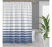 IXEHOH Dusky Blue White Shower Curtain for Bathroom,Modern Striped Bath Curtain,Dusty Blue Bathtub Curtains with Stripes,Washable 75x190cm/29x75in(WxH)