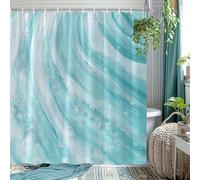IXEHOH Elegant Teal & Swirl Design Shower Curtain,Polyester, Machine Washable, Hooks, Shower Curtains for Modern Bathroom Decor(150x180cm/59x71in(WxH)