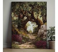 IXEHOH Enchanted Forest Path Canvas Wall Art, Vertical Wall Art Nature Landscape Print, Atmospheric Woodland Scenic Pictures Wall Decor for Living Room, Bedroom, and Home Office Wall Decoration 80x130