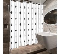 IXEHOH Extra Long Shower Curtain,Farmhouse Bathroom Decor with Hooks, Black and White Bath Curtain for Modern or Vintage Bathrooms(85x180cm/33x71in(WxH)